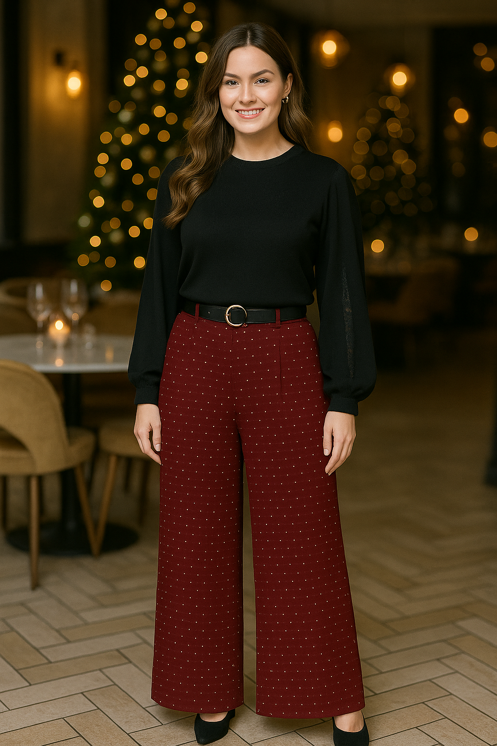 Kurt Muller – wholesale Pants – Women's – Diamante Stud Wide Leg Trousers1