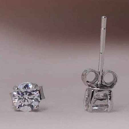 Haengseongworkshop - Wholesale Stud/Post Earrings - 1 Pair 3/4/5mm Moissanite Prong Sterling Silver Earrings Studs0