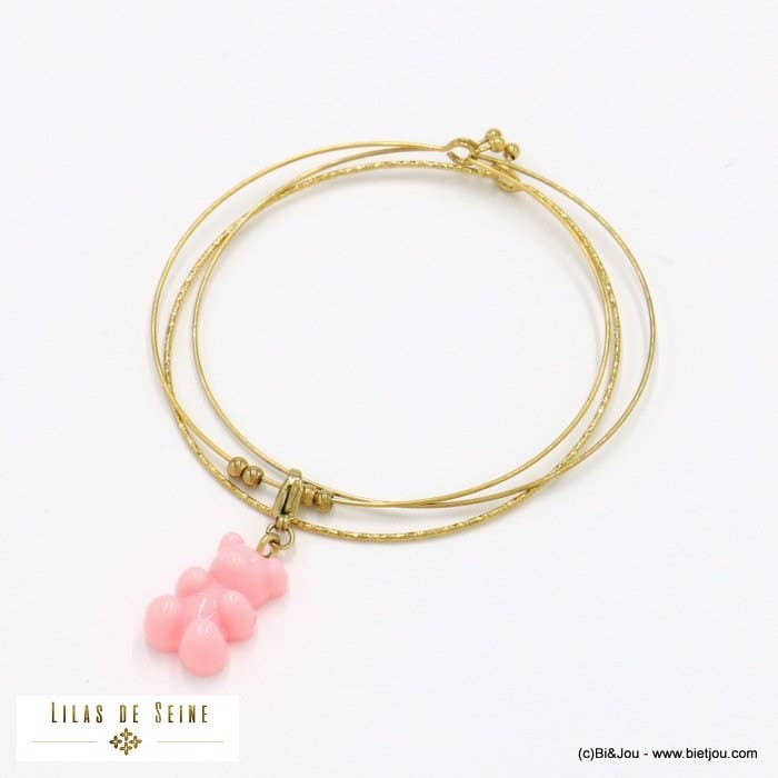 Lilas de Seine – wholesale Berlockarmband – 3 st steelarmband med marshmallow-nalle 02221464