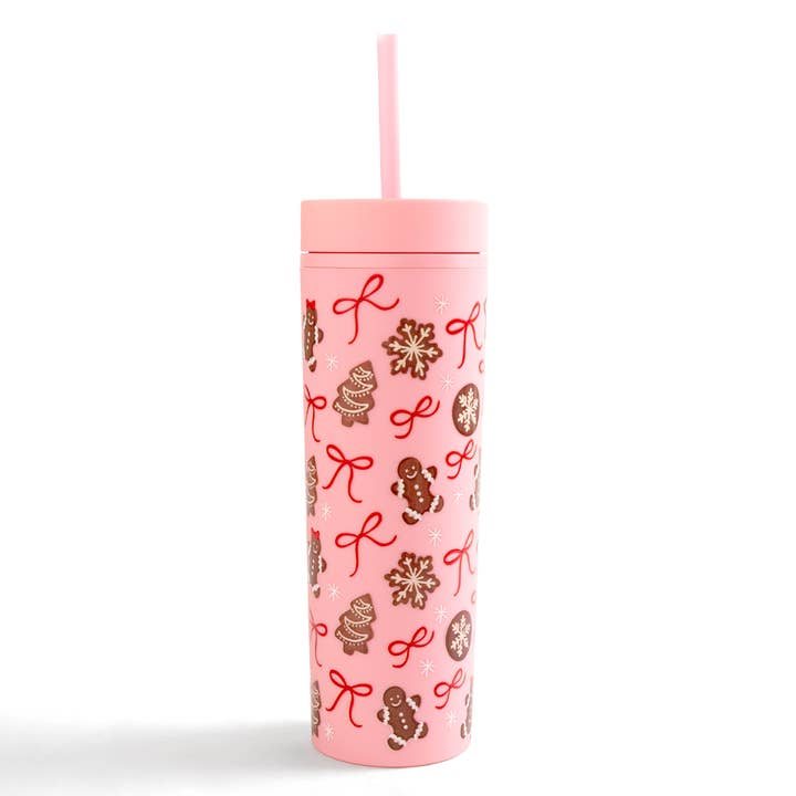 Gingerbread Cookies Christmas 16oz Tumbler - Pink for wholesale by Pippi Post