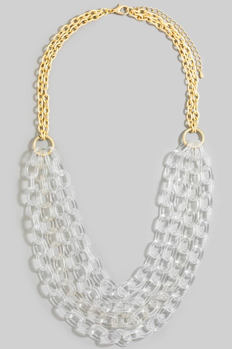 anbfashion – wholesale Kedjehalsband – Guldpläterat matt lager på lager akryl kedja statement halsband1
