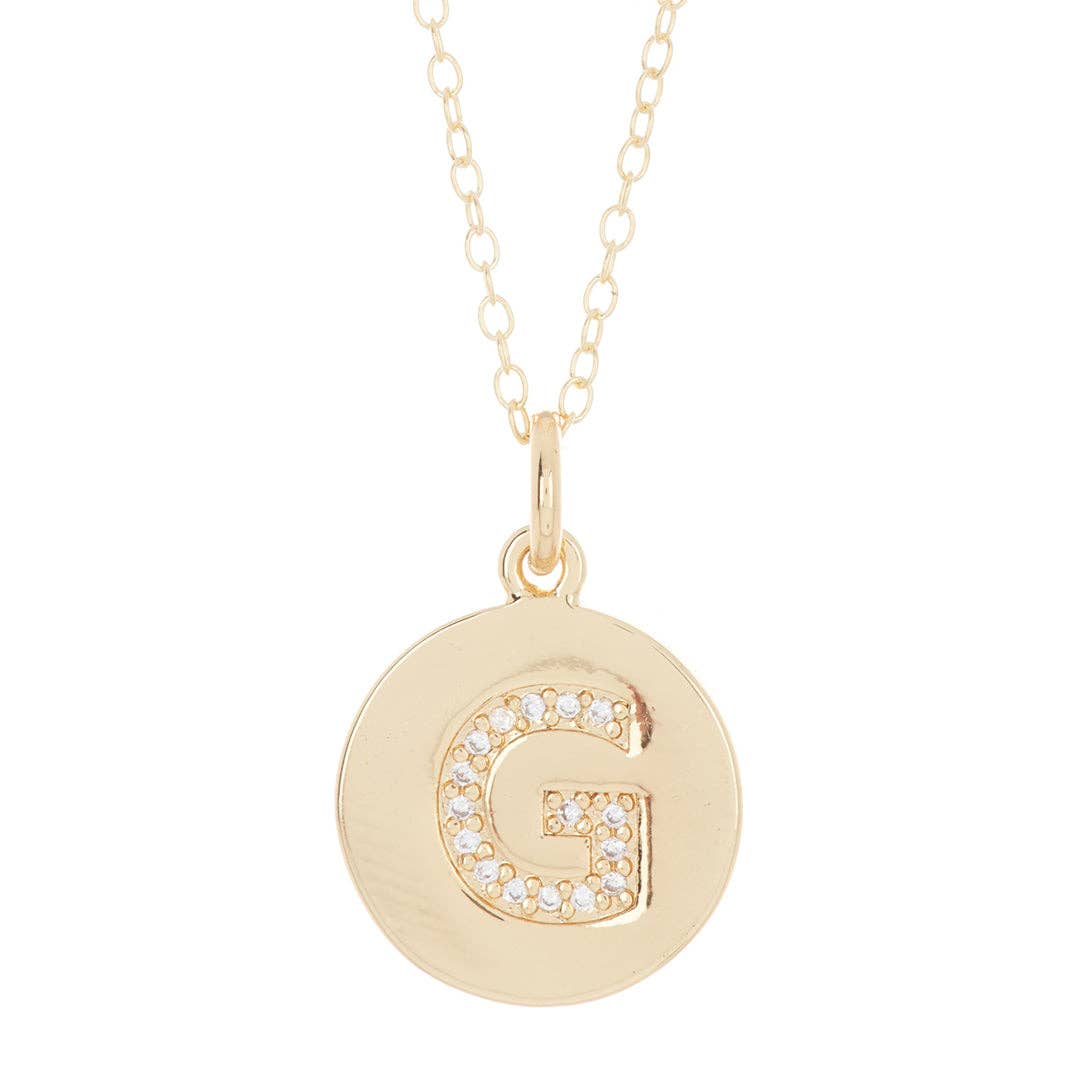 Adornia - Wholesale Halskettinghanger - Initial Pave Disc Ketting zilver goud8