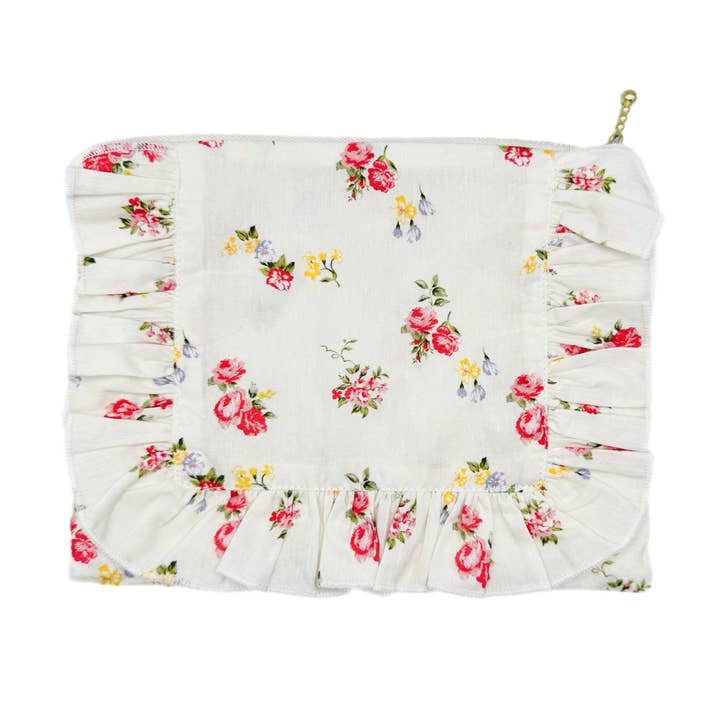 Englische Rosenstrauß Englische Rosensträußchen|Zeitlose Blumen-Rüschen-Reißverschlusstasche für den Großhandel auf Faire0