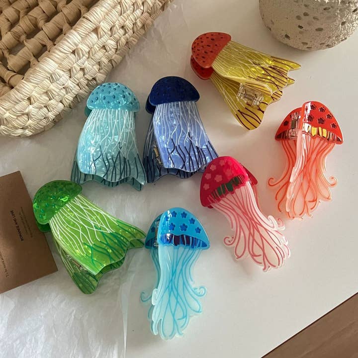 Otterware - Wholesale Hair Clip - Women's - Whimsical Acrylic Jellyfish Hair Claw Clips | Starry Ocean S7