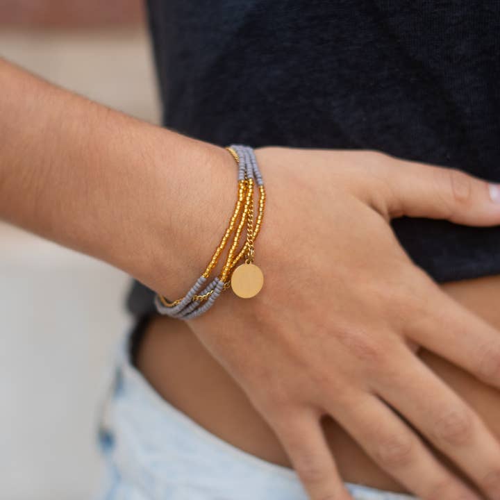Lamu Brand - Vendita all'ingrosso Bracciale con perline - Bracciale Maasai Moris grigio
