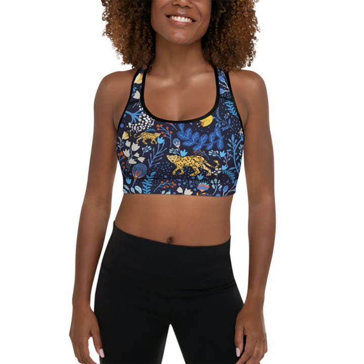 Sutiã esportivo em leopardos azuis por atacado de Jessie Zhao New York