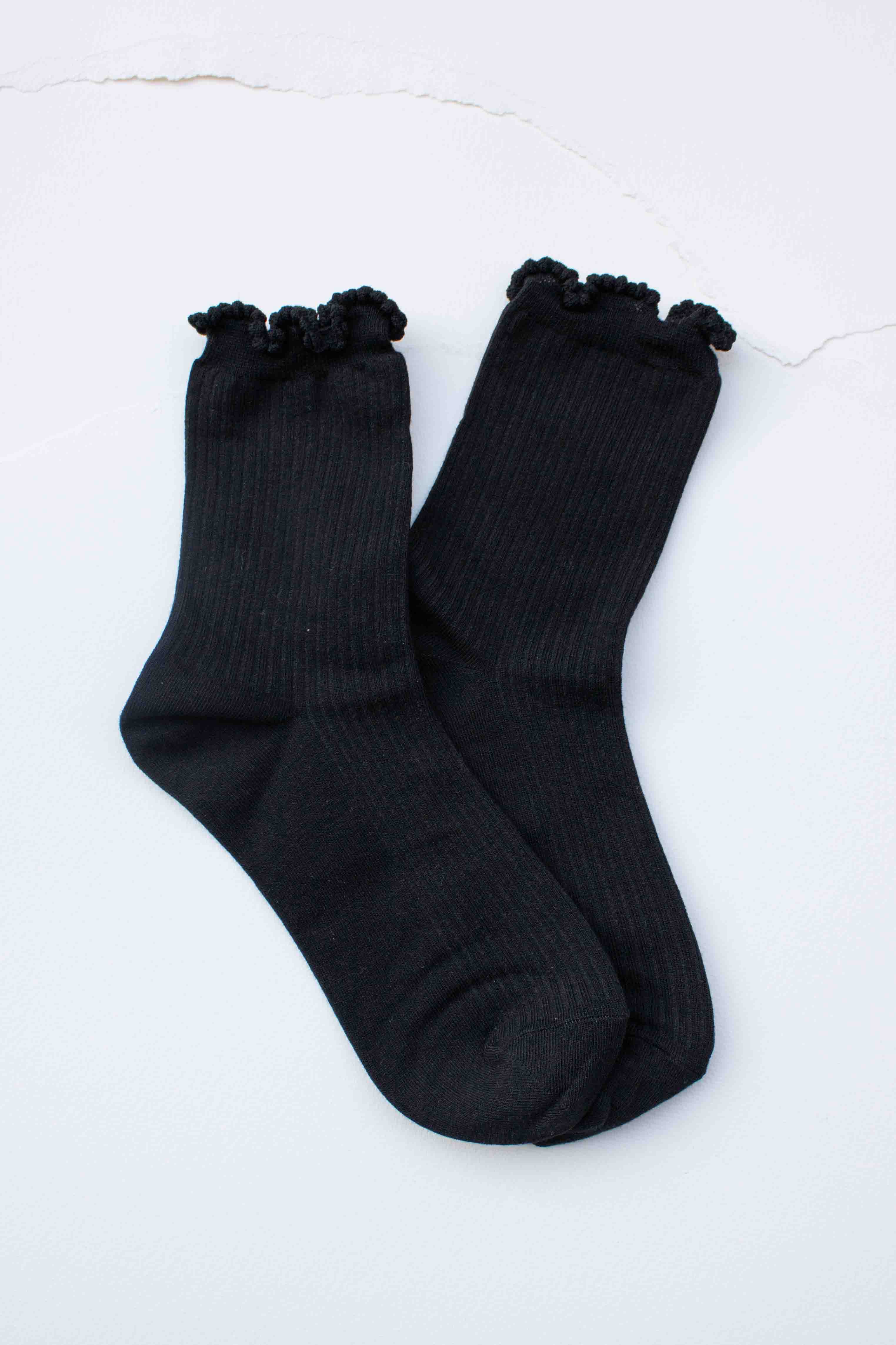 Tiepology - Vente Chaussettes – femme - Chaussettes en mélange de coton à bord festonné8