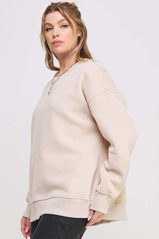 JADE BY JANE - Vendita all'ingrosso Felpa - Donna - Felpa oversize a maniche lunghe con scollo rotondo tinta unita20