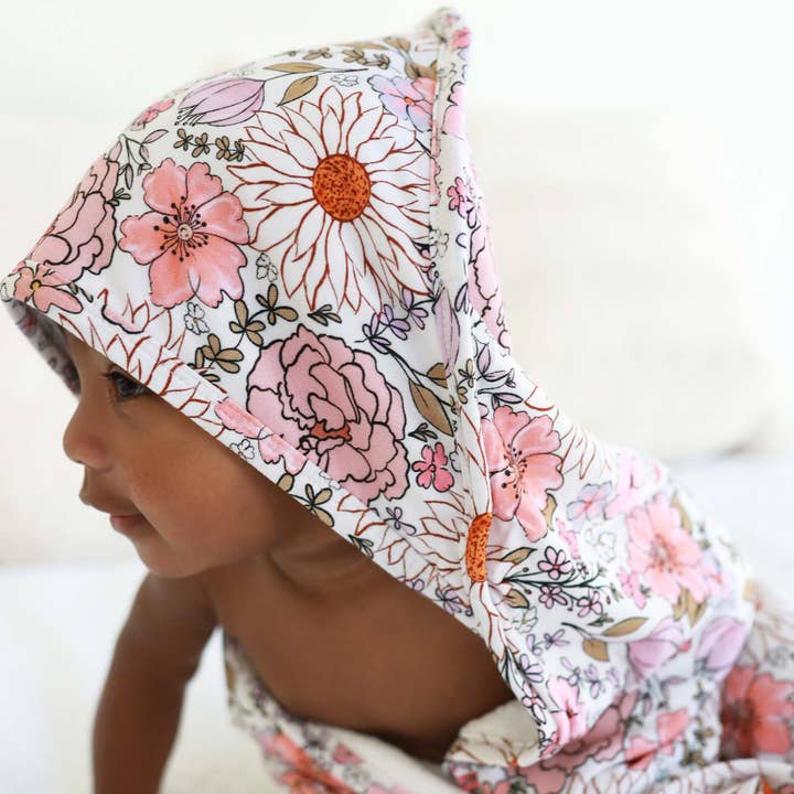 Bamboo Hooded Towel | Purple Floral for wholesale by Caden Lane