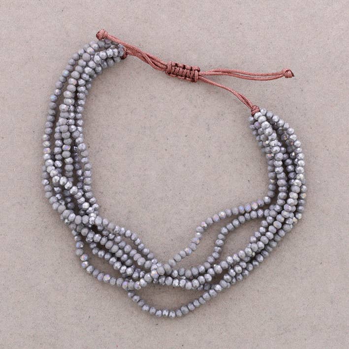 Pulseira de cristal facetado em macramé por atacado de Sonata