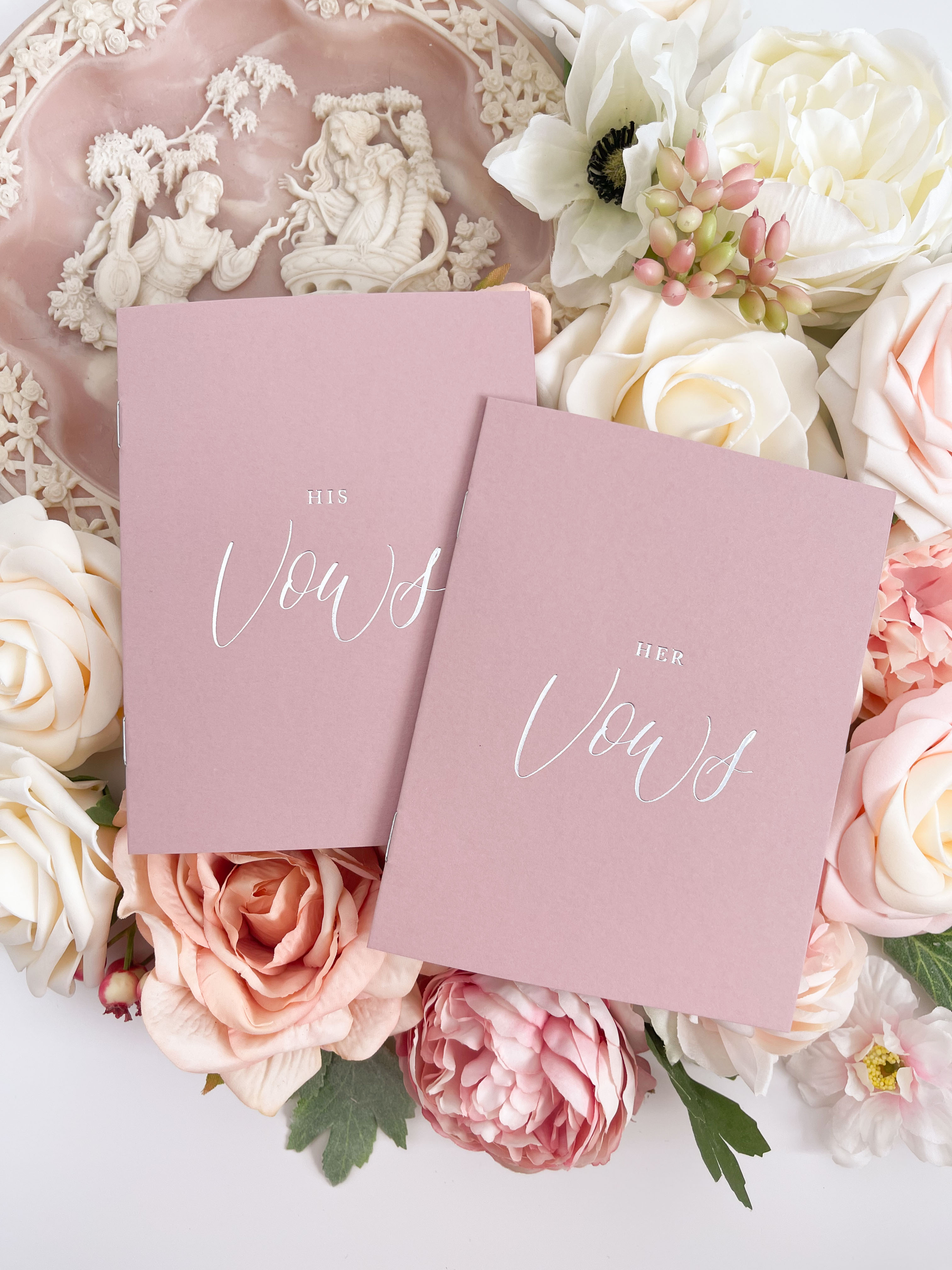 Sablewood Paper Company - Wholesale Journal/Diary - Dusty Rose (Silver Foil) Vow Books – Set of 2 (Wedding)2