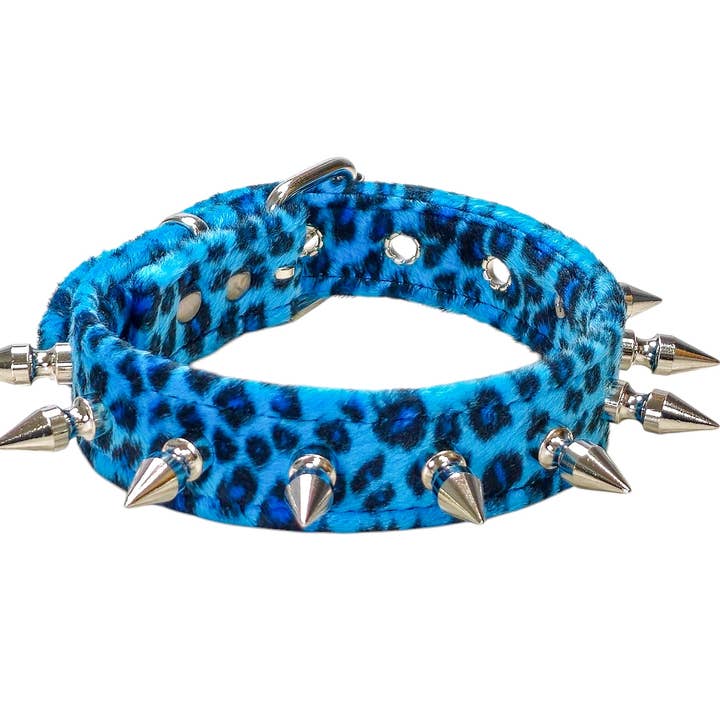 CK105LEOPARD LEOPARDO FELPUDO GARGANTILHA DE ESPINHO DE 1" FEITA À MÃO NOS EUA por atacado de Funk Plus