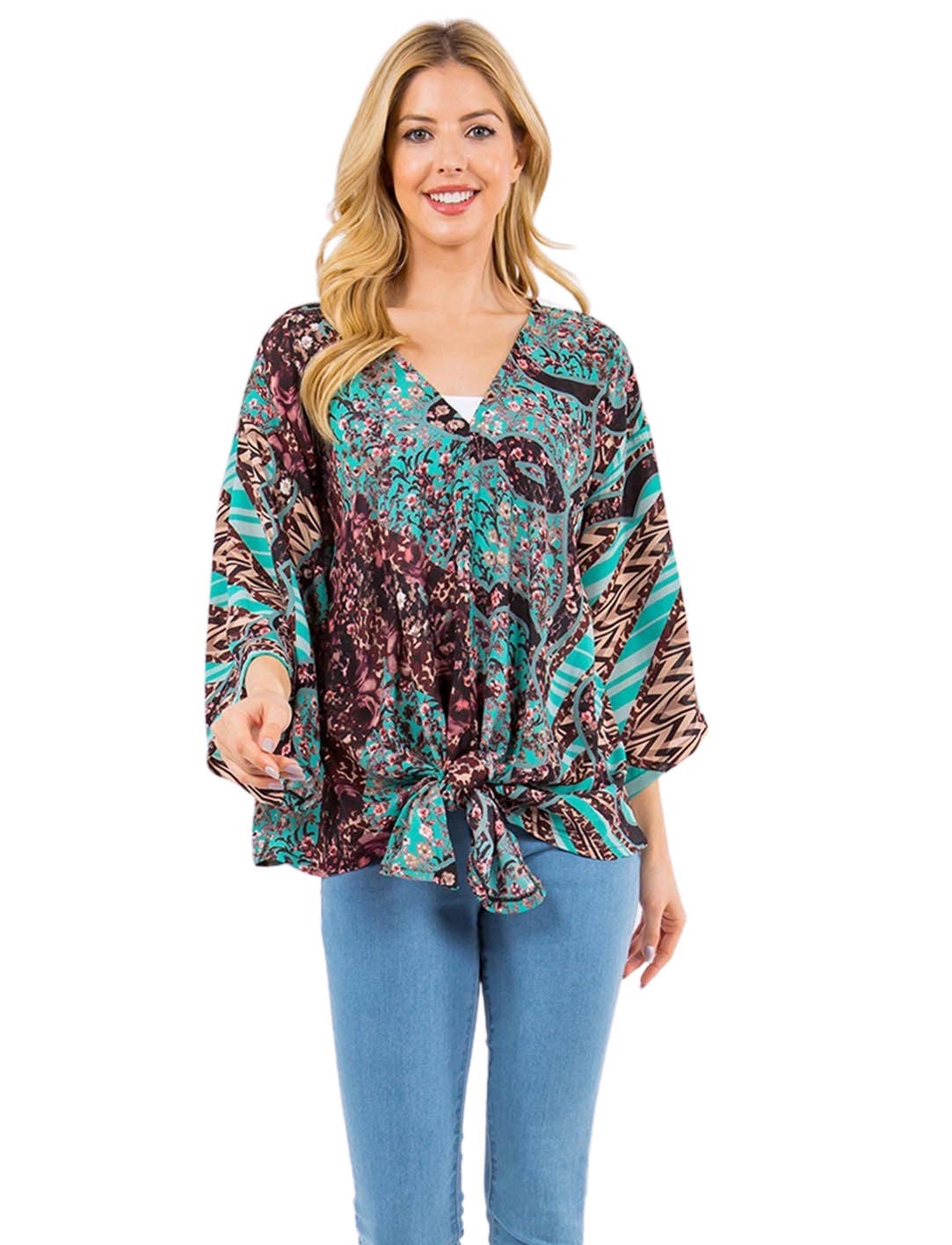 The Magic Scarf Company - Wholesale Poncho - Women's - 3779 - V-Neck Poncho with Sleeves10
