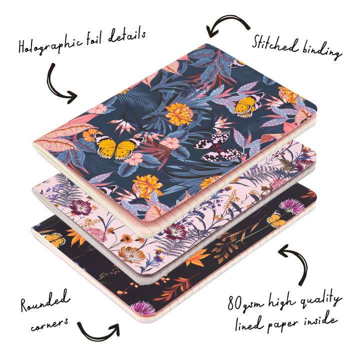 Pukka Pads North America – wholesale Notebook – Bloom B6 Stitched Exercise Book-3 Pack