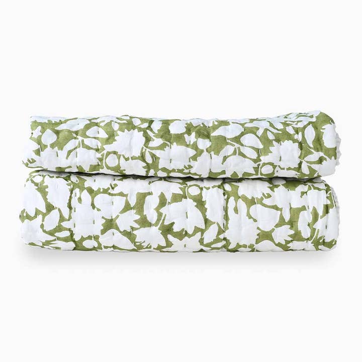 Larkspur Hand Block Printed Quilt for wholesale by Thread To Form