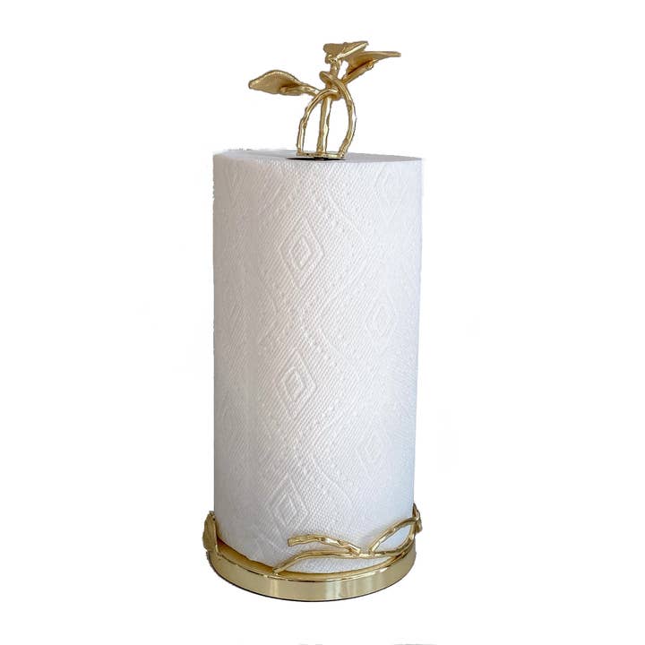 CLASSIC TOUCH DECOR INC. - Wholesale Paper Towel Holder - Stainless Steel Paper Towel Holder with Gold Leaf Design
