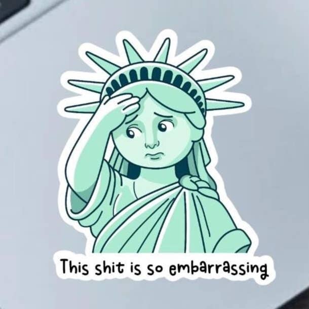 Autocollant 2,5" Statue de la Liberté Ce Bordel est Tellement Embarrassant pour la vente par Fable and Flame Co.