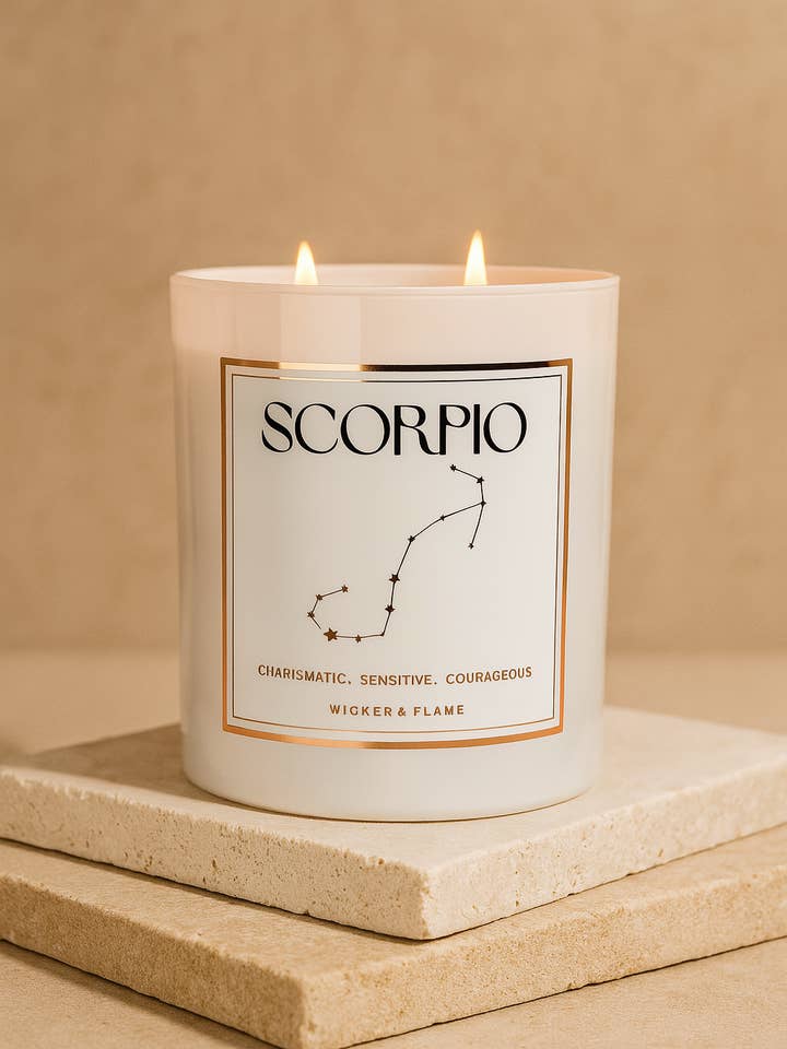 ♏ Scorpio Zodiac Candle for wholesale by Wicker and flame