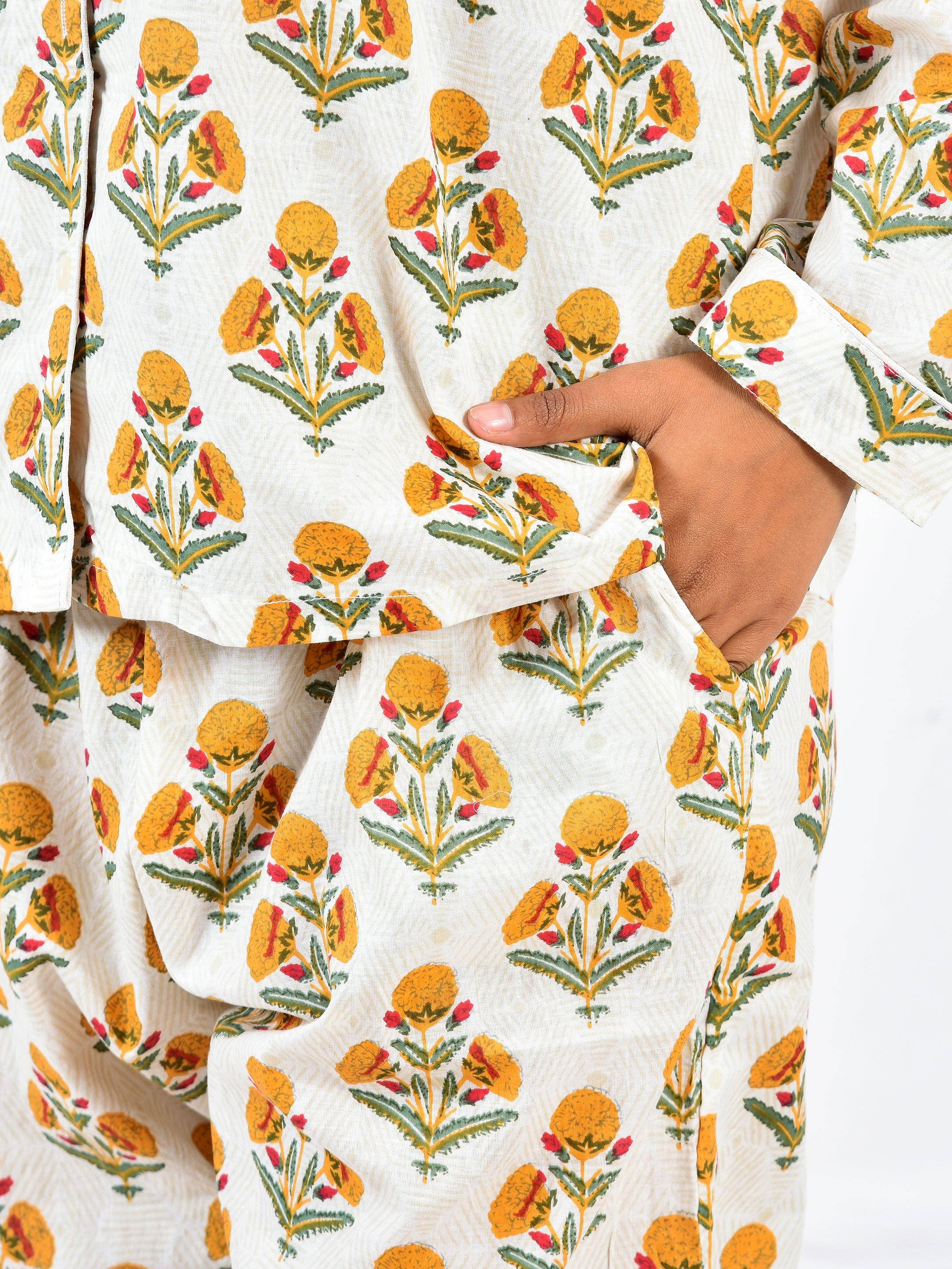 AMRANIS - Wholesale Sleepwear Set - Women's - Yellow Block Printed Long PJ Set8