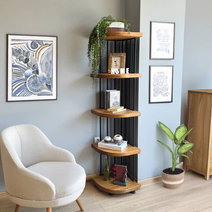 Bibliothèque d'angle en bois massif Fargo pour la vente par Tomruque