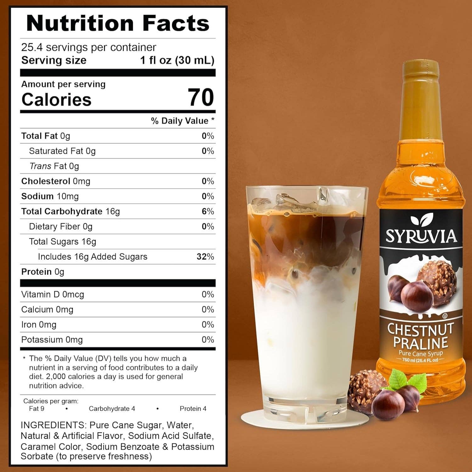 Syruvia - Wholesale Flavored Syrup - Chestnut Praline Syrup2