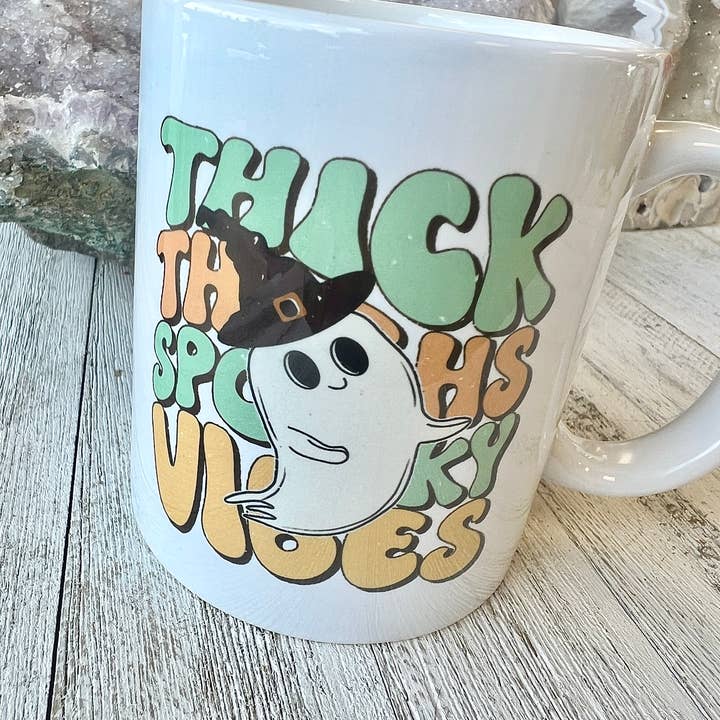 Lunastry - Wholesale Coffee Mug - Thick Thighs Spooky Vibes Witchy Ghost Mug