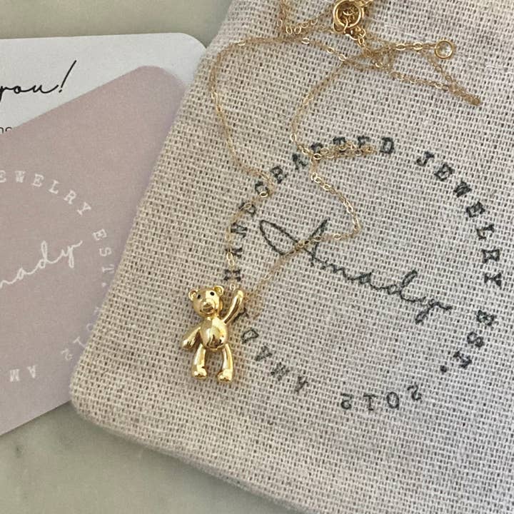 Amady Jewelry - Vente Colliers à pendentif - Pendentif à breloques en forme d'ours en peluche en or, collier en forme d'ours en gélatine