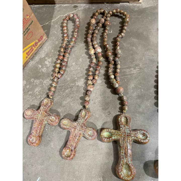 My Amigos Imports - Wholesale Prayer Beads Necklace - Great Buy-Clay Rosary-Beads-WH5-Cross-30-44 in-Green