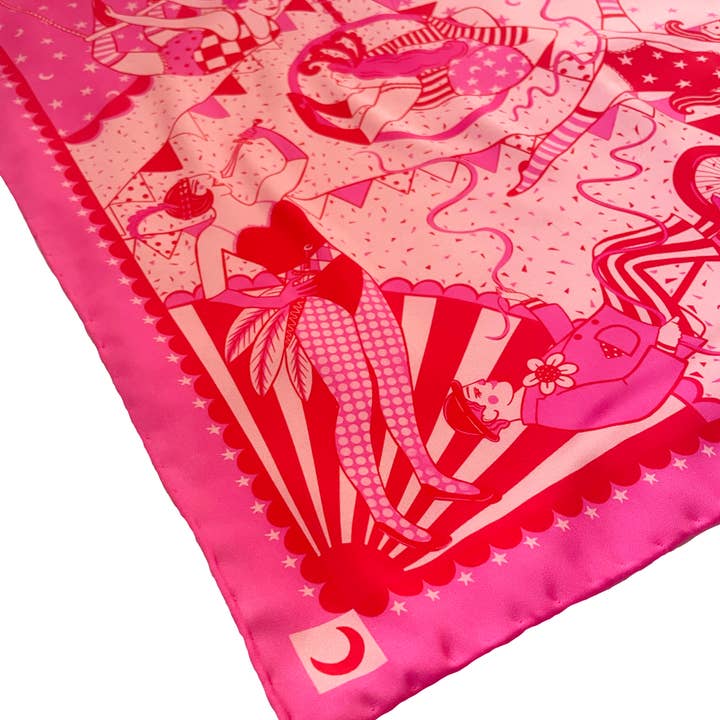 Su Owen - Wholesale Scarf - Unisex - Pink I Love the Circus Eco Neckerchief/Pocket Square