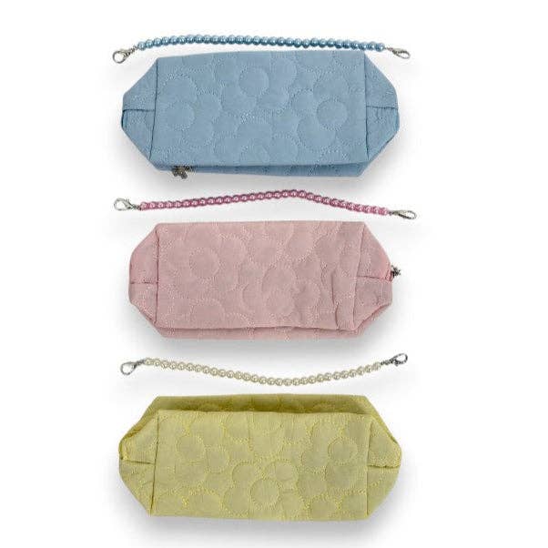 ASSORTED Solid Color Quilted Fabric Makeup Pouch JB5526-5 (12PC) for wholesale on Faire14