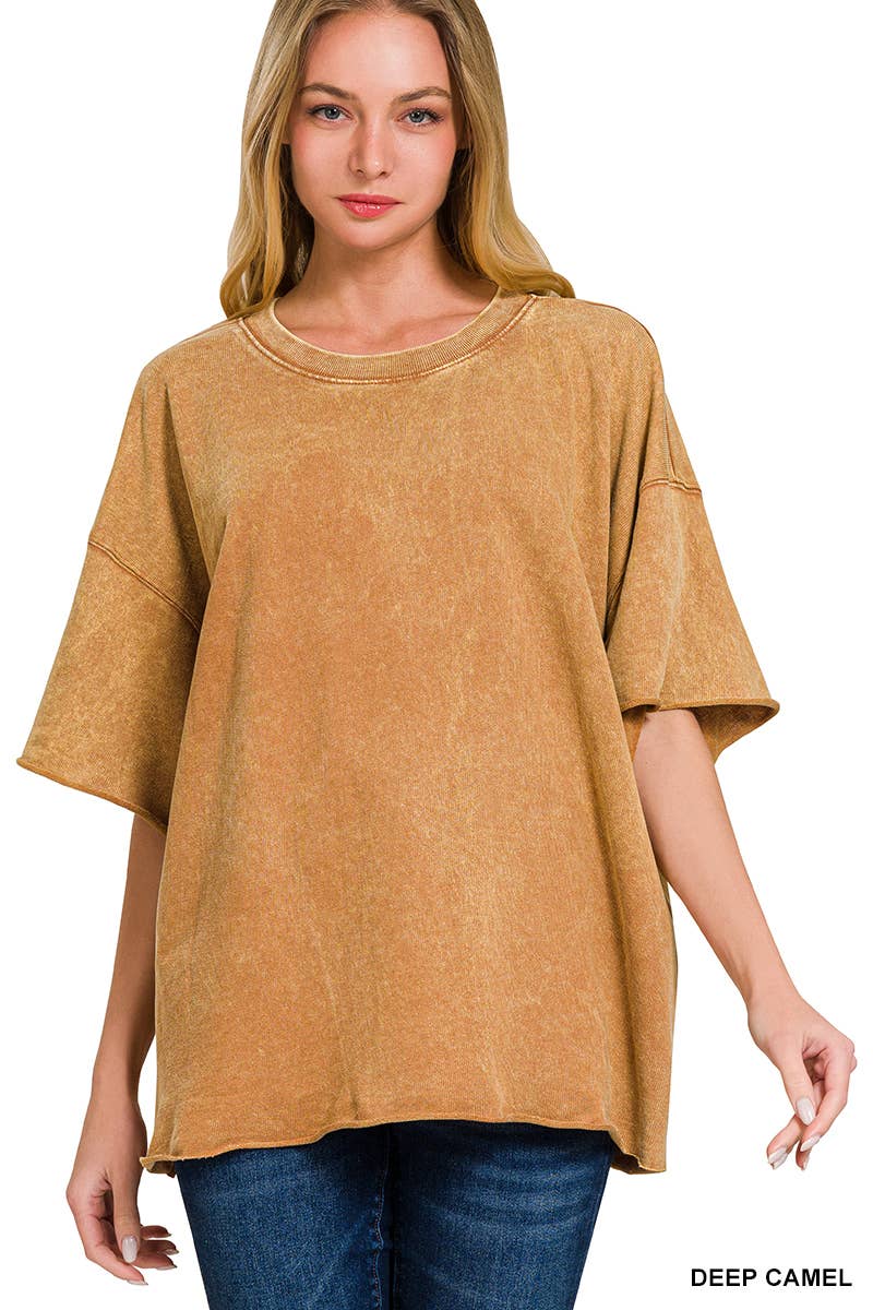 42POPS - Wholesale T-Shirt - Women's - ".._ Washed French Terry Loose fit Top Reg/Plus3