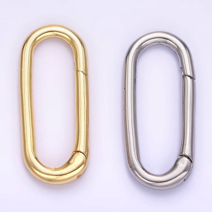 24K Gold Filled 25mm Oblong Push Hinge Gate Findings in Gold & Silver | Z802 for wholesale by Aim Eternal