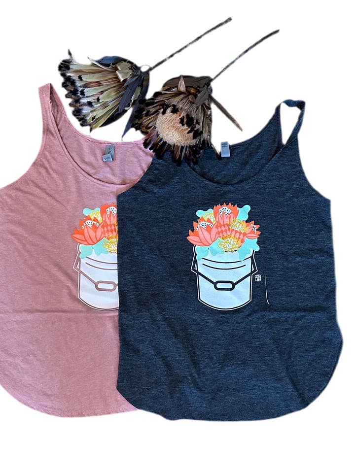 Protea Bucket Slit Tank for wholesale by B. Miyo Art