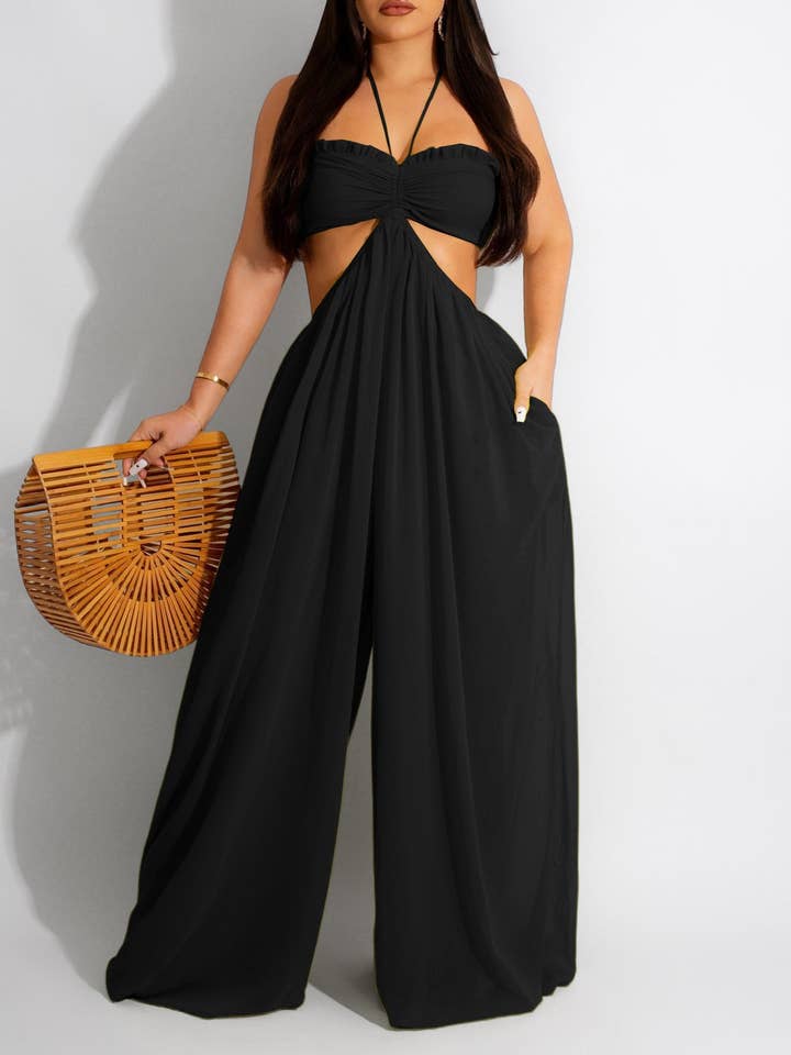 Sexy Cut-Out Bandeau Backless Wide-Leg Jumpsuit for wholesale by Rosa Clothing