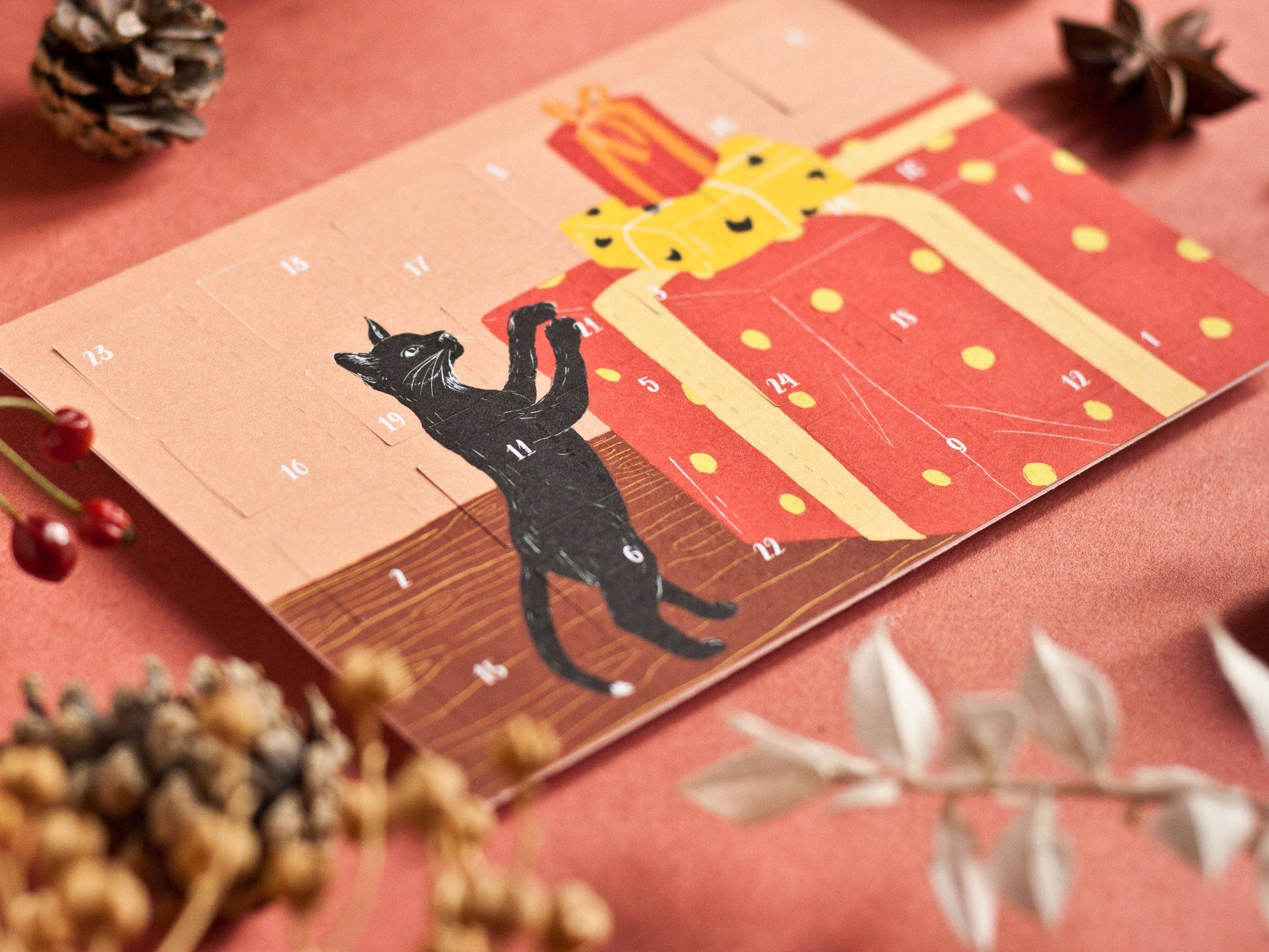 Katja Rub – Großhandel Adventskalender – Adventskalender Postkarte Katzen A64