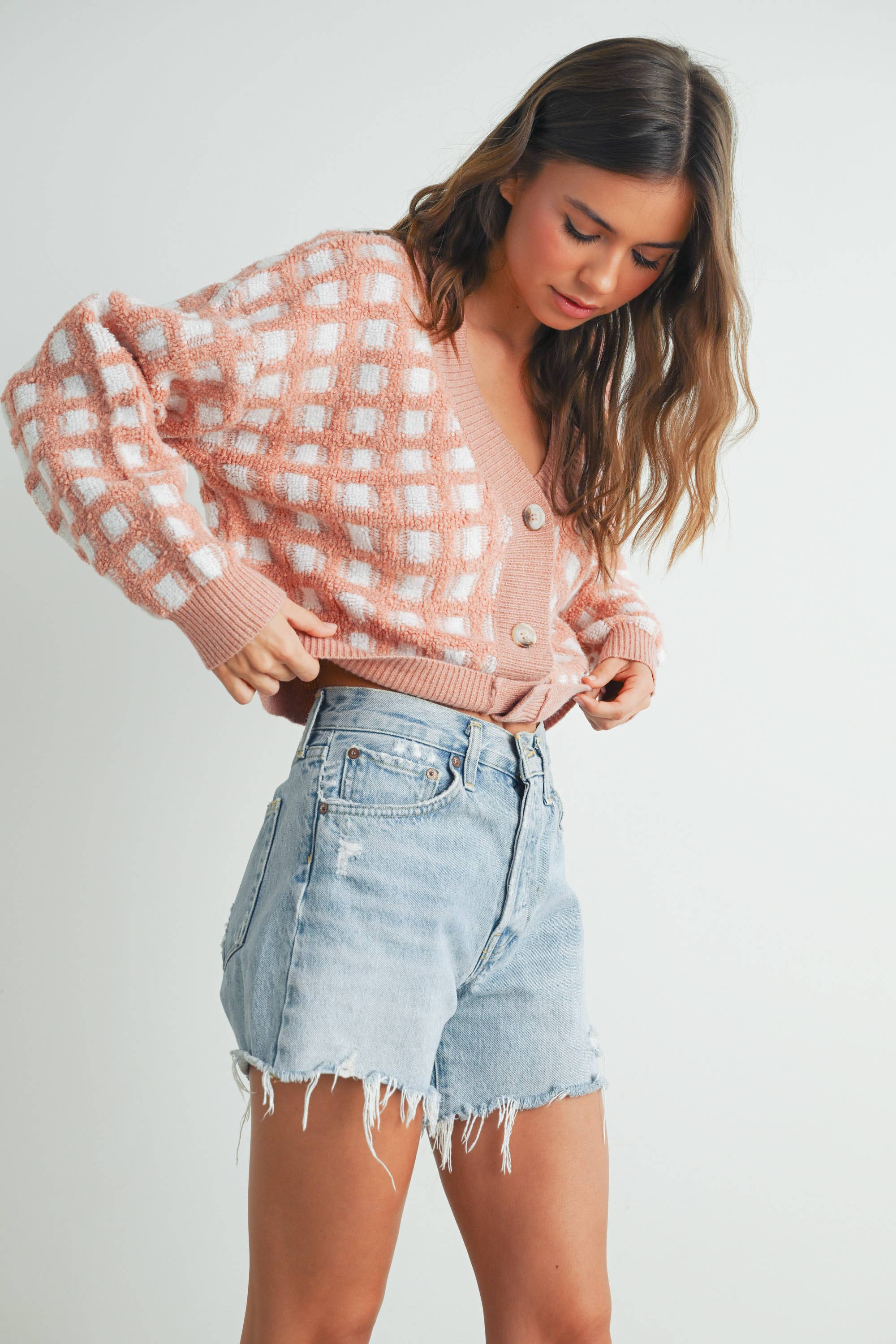 BUTTERMELON – Engroshandel Cardigan - Dame – Cropped V-hals Cardigan - BMC751916