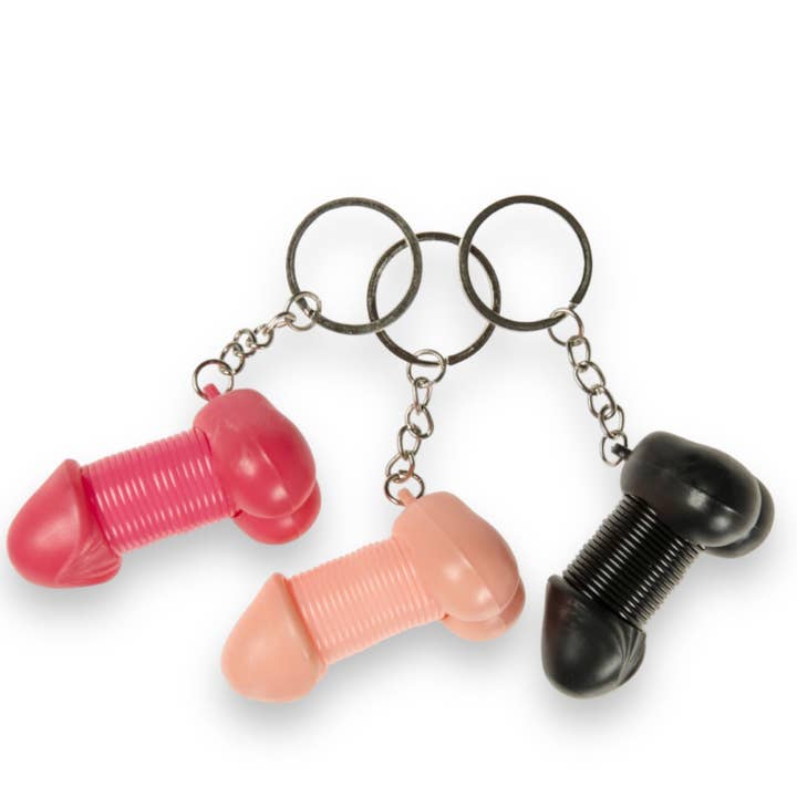 Kinky Pleasure - Wholesale Fopcadeautje/hebbedingetje - Kinky Pleasure - KP024 - Keychain Retractable Penis in Plastic Display - 48 Pieces5