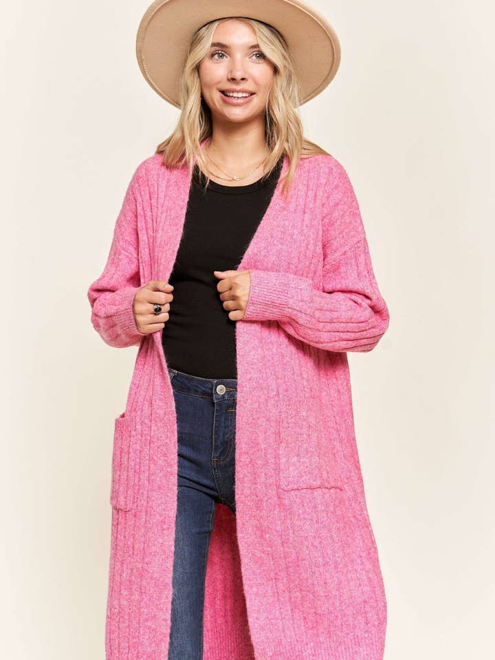 Madelyn - Wholesale Cardigan - Women's - LESW2616-CABLE KNIT OPEN CARDIGAN5