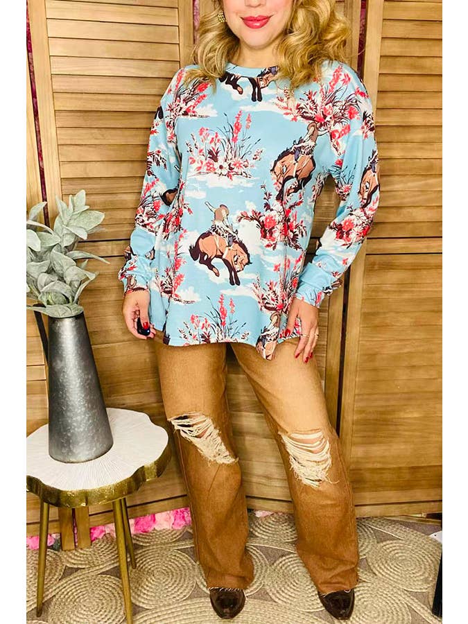 luluclothes - Wholesale Tunic - Women's - Wild west horse riding long sleeve women blouse XCH165971