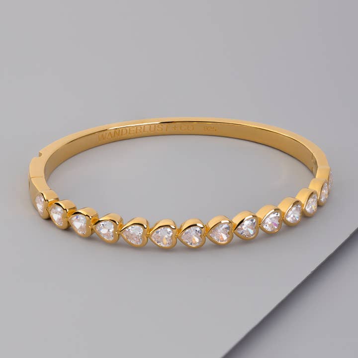 Heart Bezel 14K Gold Vermeil Bangle for wholesale by Wanderlust + Co