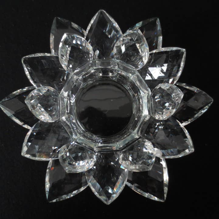 Kl-u-Ra Magie des Lebens - Wholesale Decorative Tabletop Object - White Crystal Lotus Flower for Tealight 15 cm