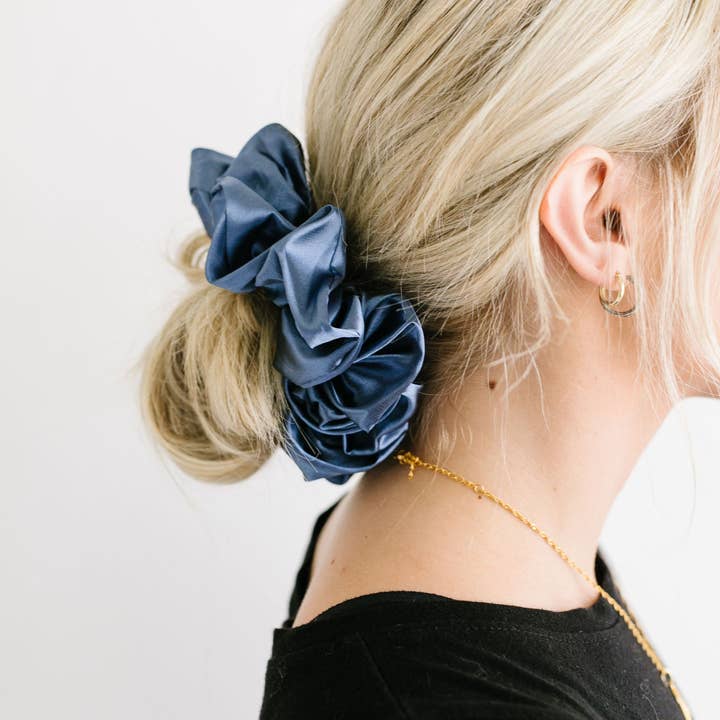 Shop Andi - Wholesale Scrunchie - Women's - Midnight Moon Satin Jumbo Scrunchie0