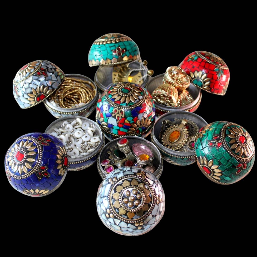 Tika - Wholesale Decorative Box - Mosaic Gem Boxes - Dome Lid (6 pack)1