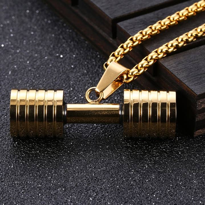 Gemcohub - Vendita all'ingrosso Collana con ciondolo/pendaglio - Collana con Bilanciere da Uomo Ciondolo a Manubrio4