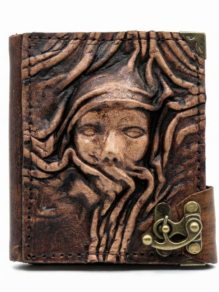 3D Embossed Face Mask Leather Journal Mini Size for wholesale by ML Marcaleather