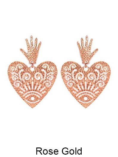 Gehamerde getextureerde oorbellen met Evil Eye Patroon en bengelpost voor wholesale door TheTizana