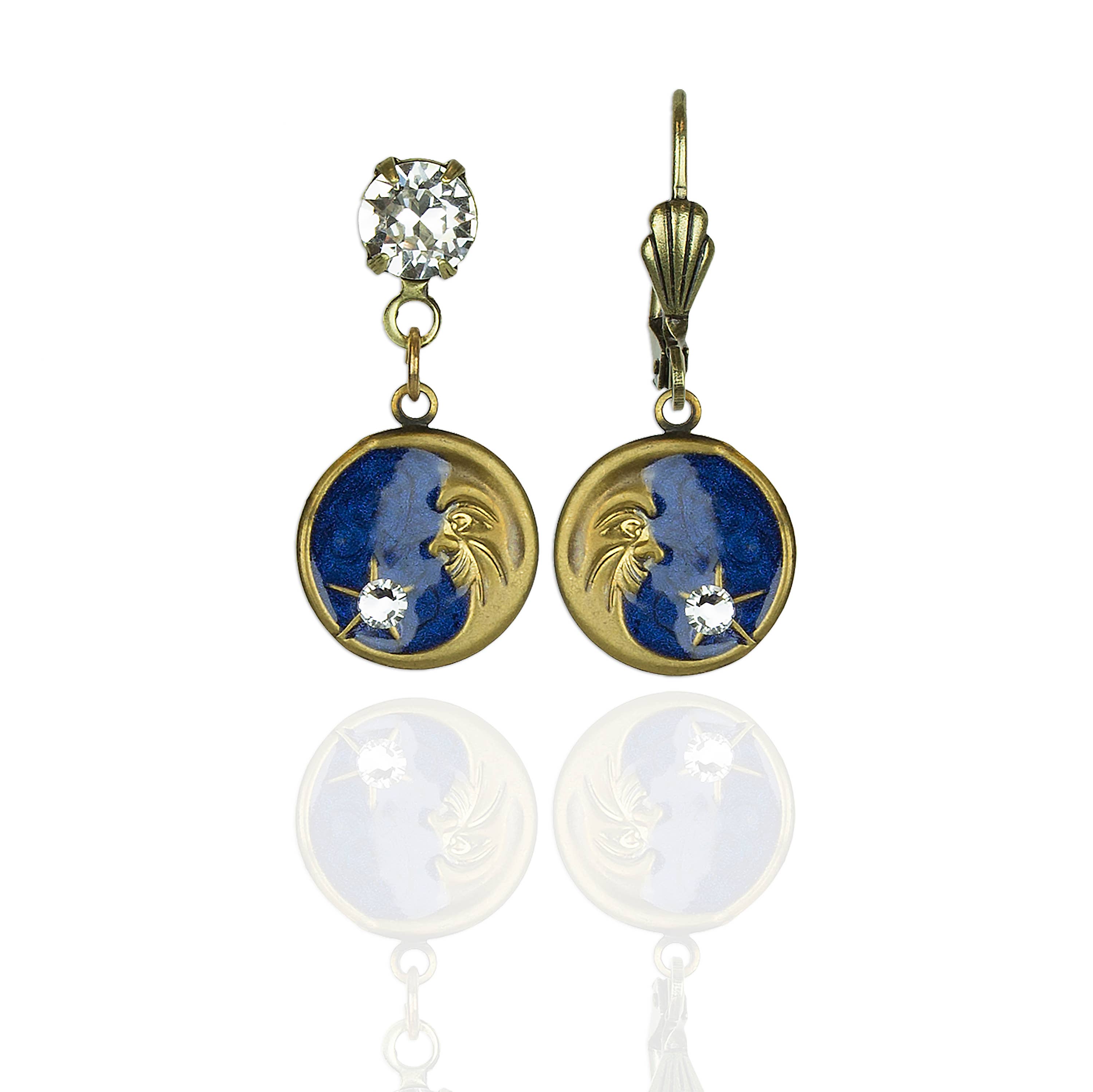 Anne Koplik Designs, Inc. - Wholesale Dangle Earrings - Man in the Moon Crystal Charm Earrings