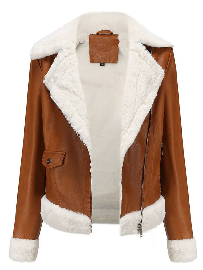 UNISHE – wholesale Leather jacket – Women′s – Fleece Leather Jacket with Pockets NXH0033