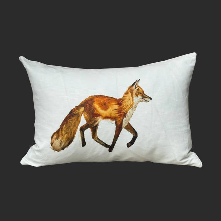 Throw Pillow - Fox on Linen Cotton Lumbar for wholesale by Goose and Willow