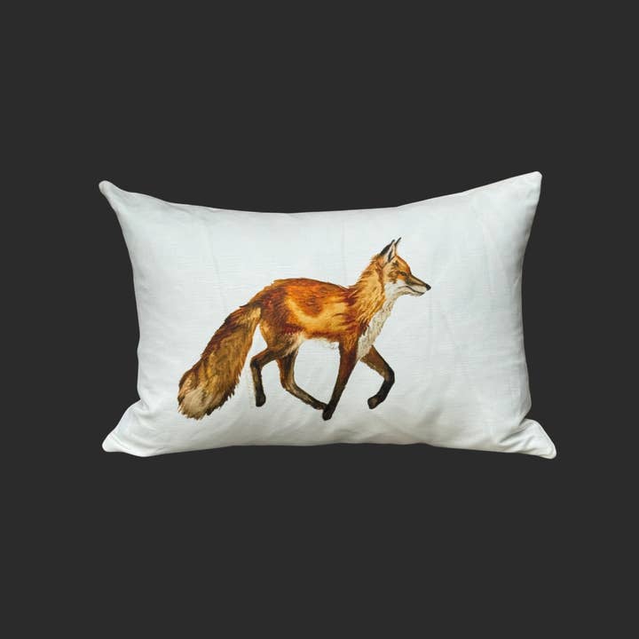 Throw Pillow - Fox on Linen Cotton Lumbar for wholesale by Goose and Willow